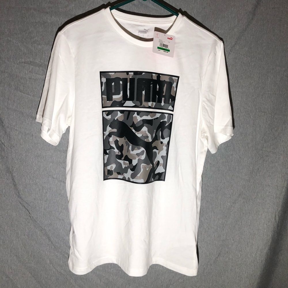 NWT White Puma Short Sleeve One Shot Camo Graphic T-shirt